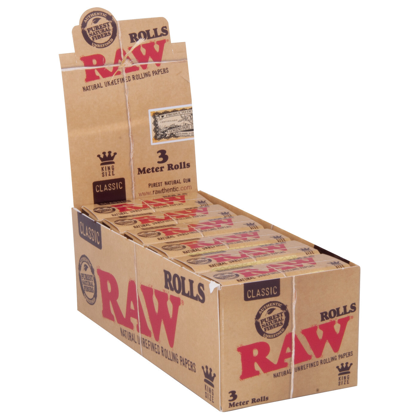 Display Raw Classic King Size Rolls 12 Pcs