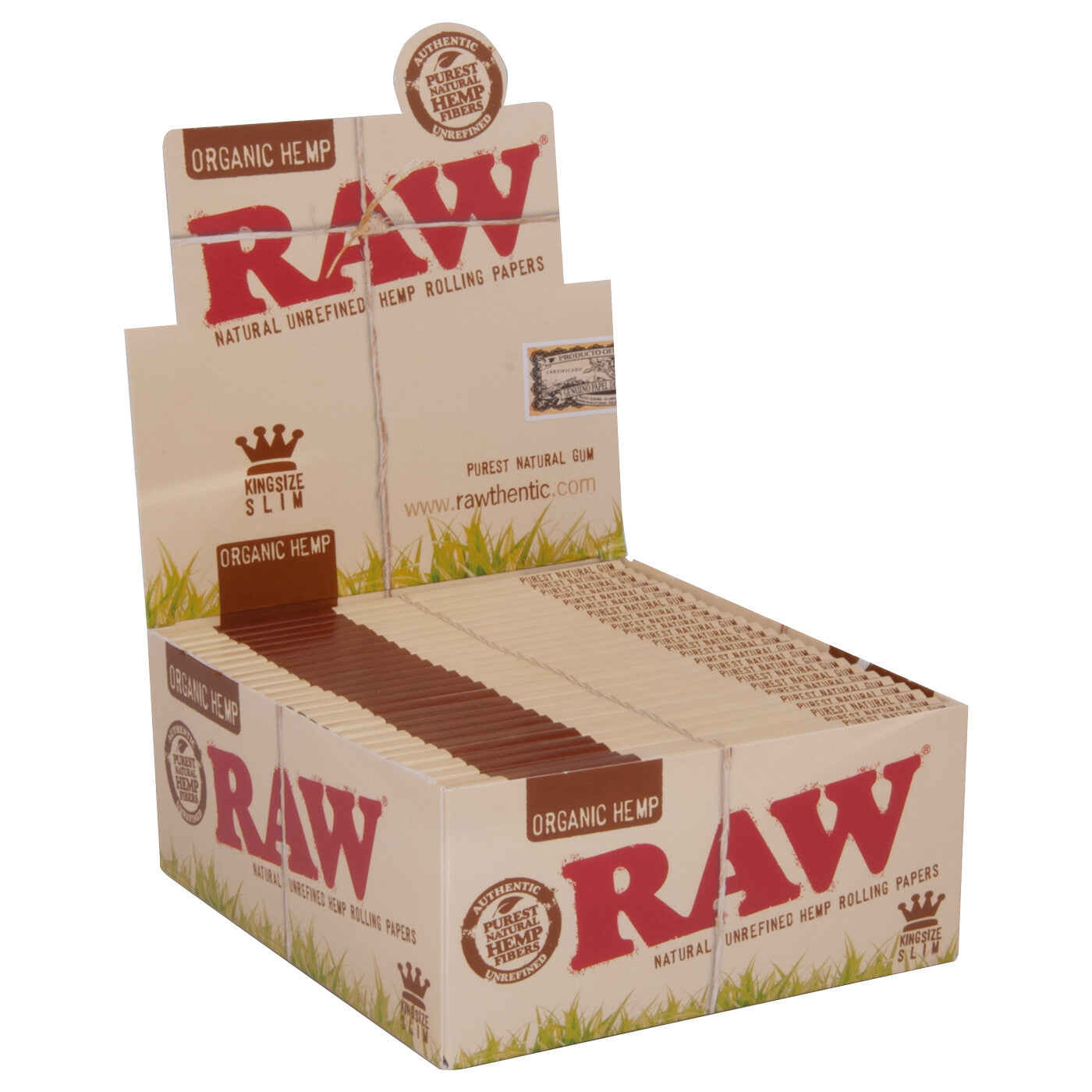 Display Raw Organic Hemp King Size Slim 50 Pcs