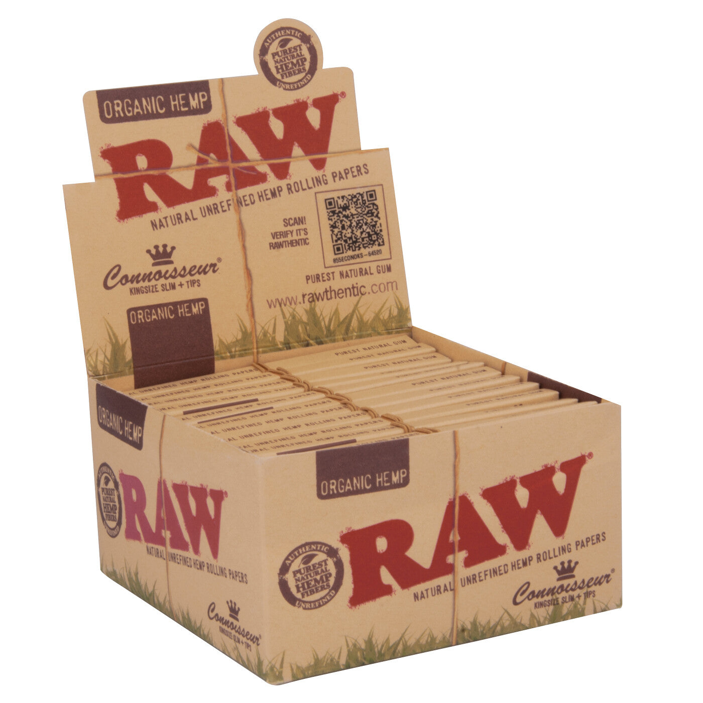 Display Raw Organic Hemp Connoisseur King Size Slim 24 Pcs
