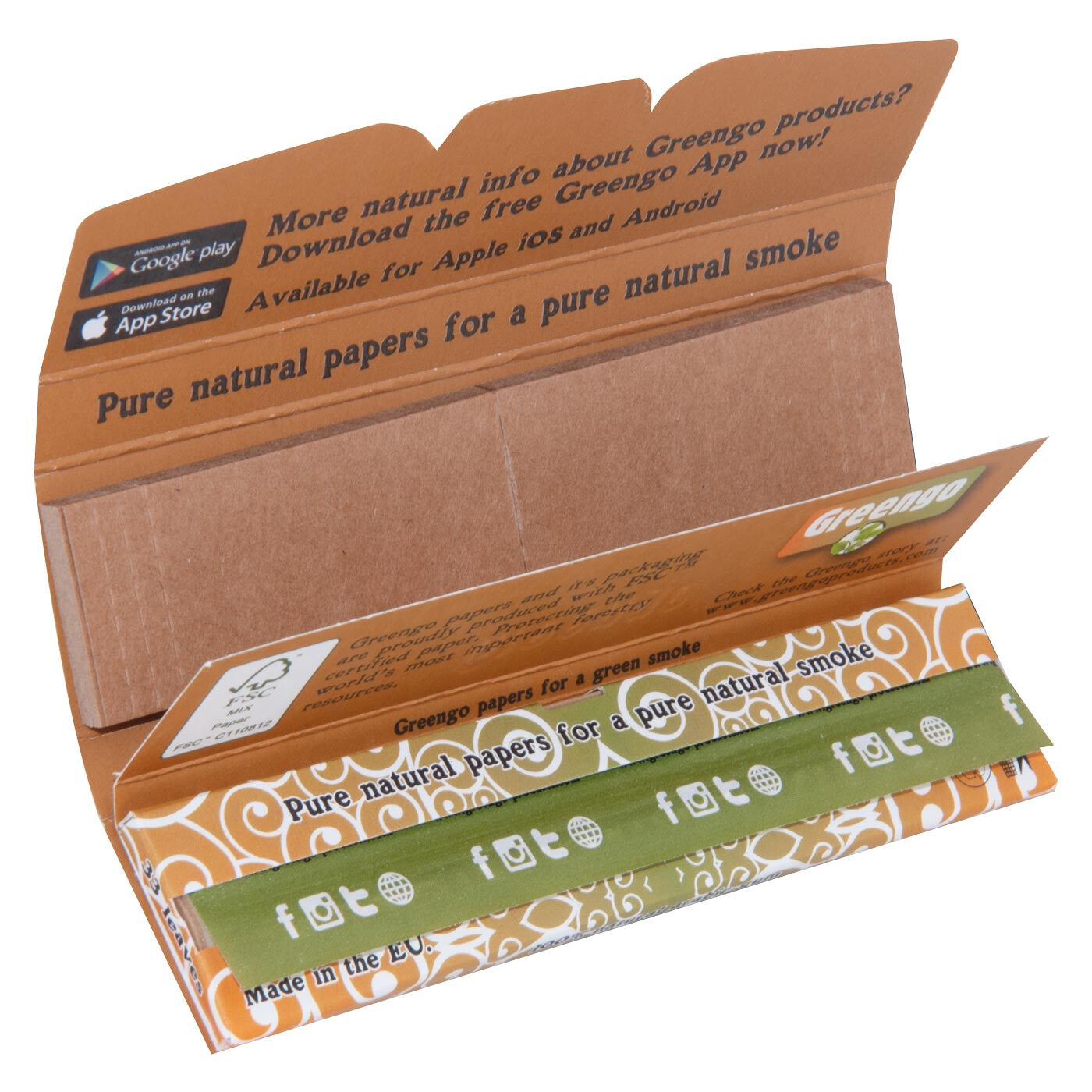 Greengo Unbleached King Size Slim 2 In 1 1 Pc Open