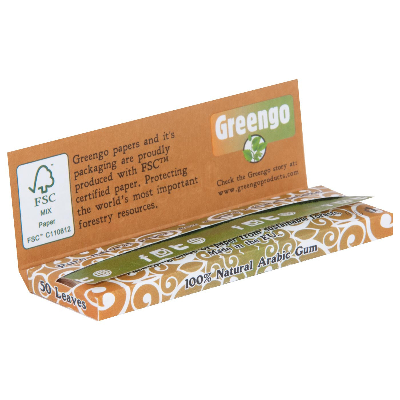 1 Pc Greengo Unbleached 1 1/4 Paper Es Open