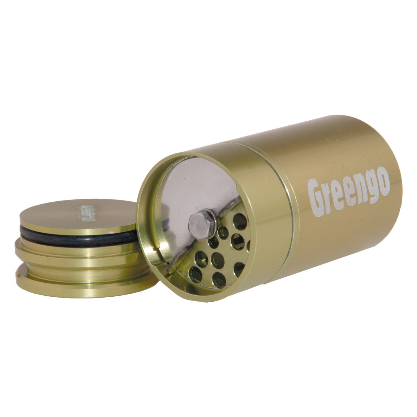 Weedmill Aluminium Grinder 2 Parts Mm Lime Green open