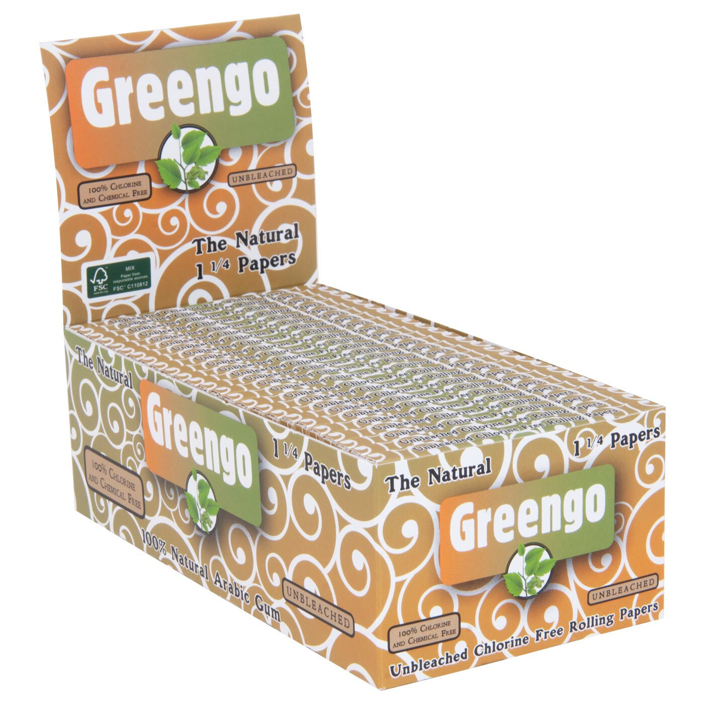 Display Greengo Unbleached 1 1/4 Papers 50 Pcs