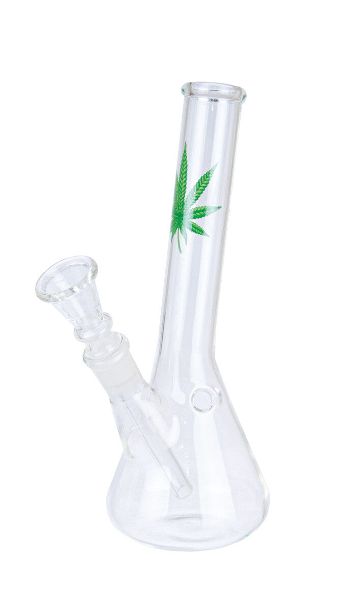 Green Leaf Small Straight Glass Bong 18 Cm