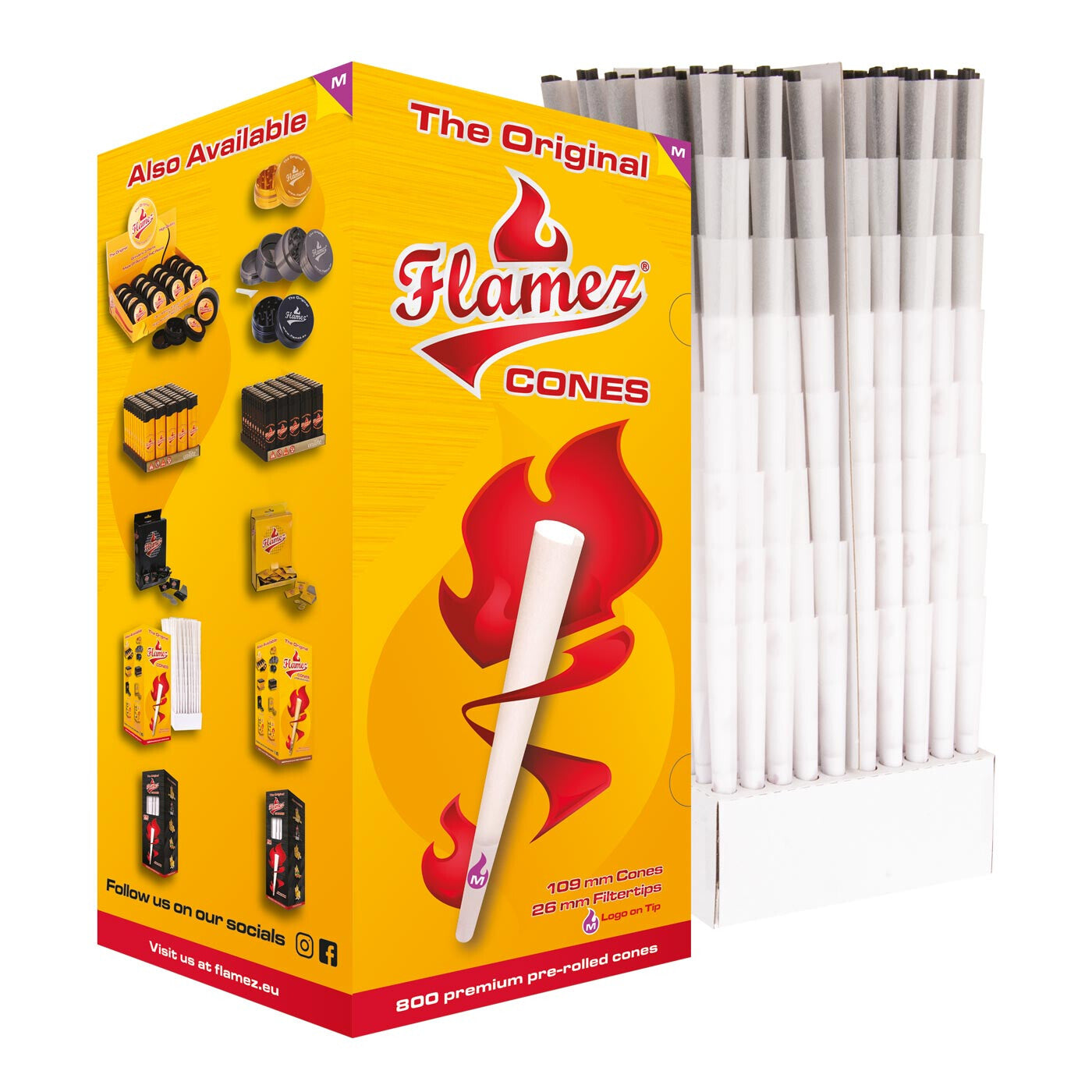 Flamez Cones Kingsize Bleached 109/26Mm M Logo On Tip 800Pcs
