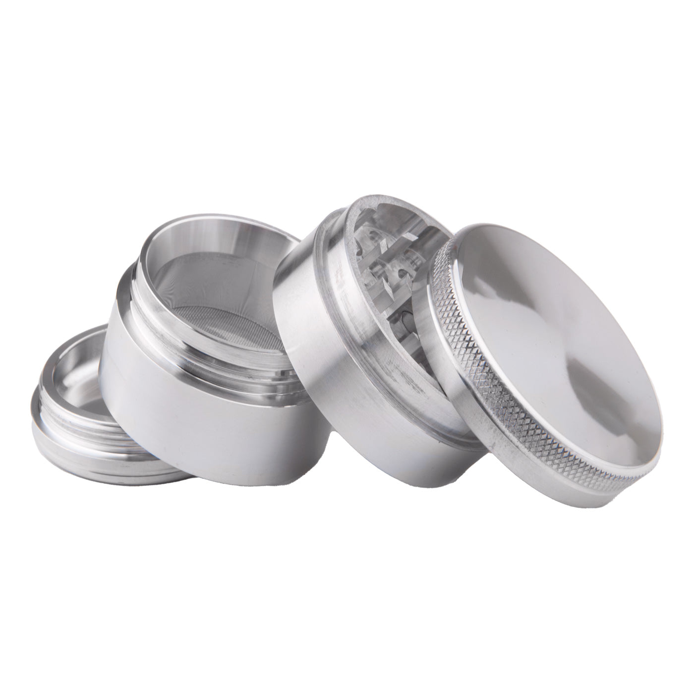 Aluminum Grinder Silver 4-Parts 62 mm