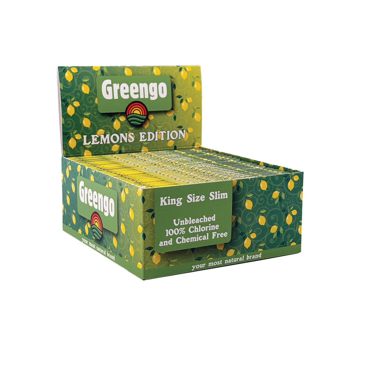 Greengo Lemons Edition Unbleached King Size Slim vloei 50 stuks
