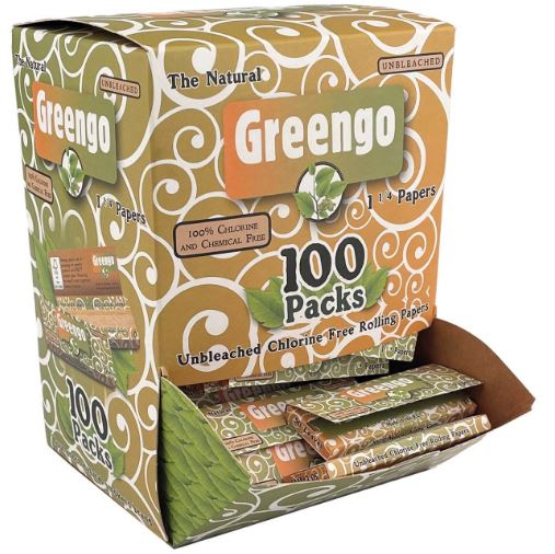 Display Greengo Unbleached 1 1/4 Papers Towerbox 100 PCS