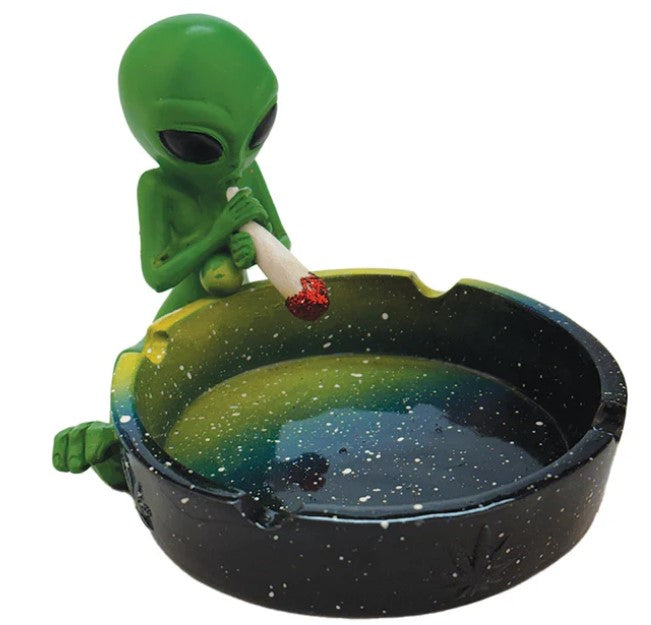 Asbak ceramic green Alien, 12.5x11.5x8.5cm