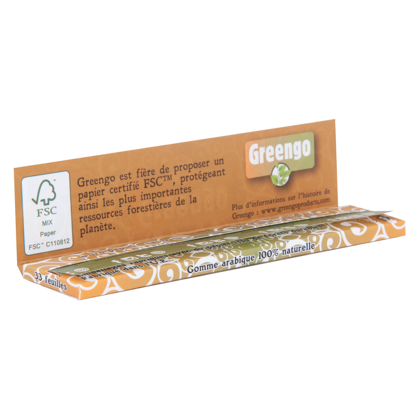 French Greengo Unbleached King Size Slim 1 Pc open