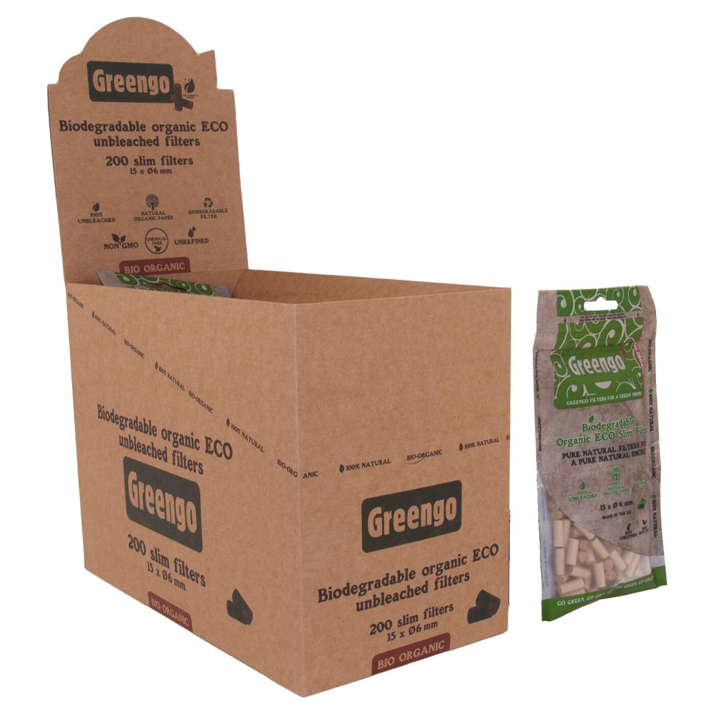 Filtres à Cigarettes Greengo Bio - 40 Sachets (200 Unités) - Biodégradable Non Blanchi - 6mm