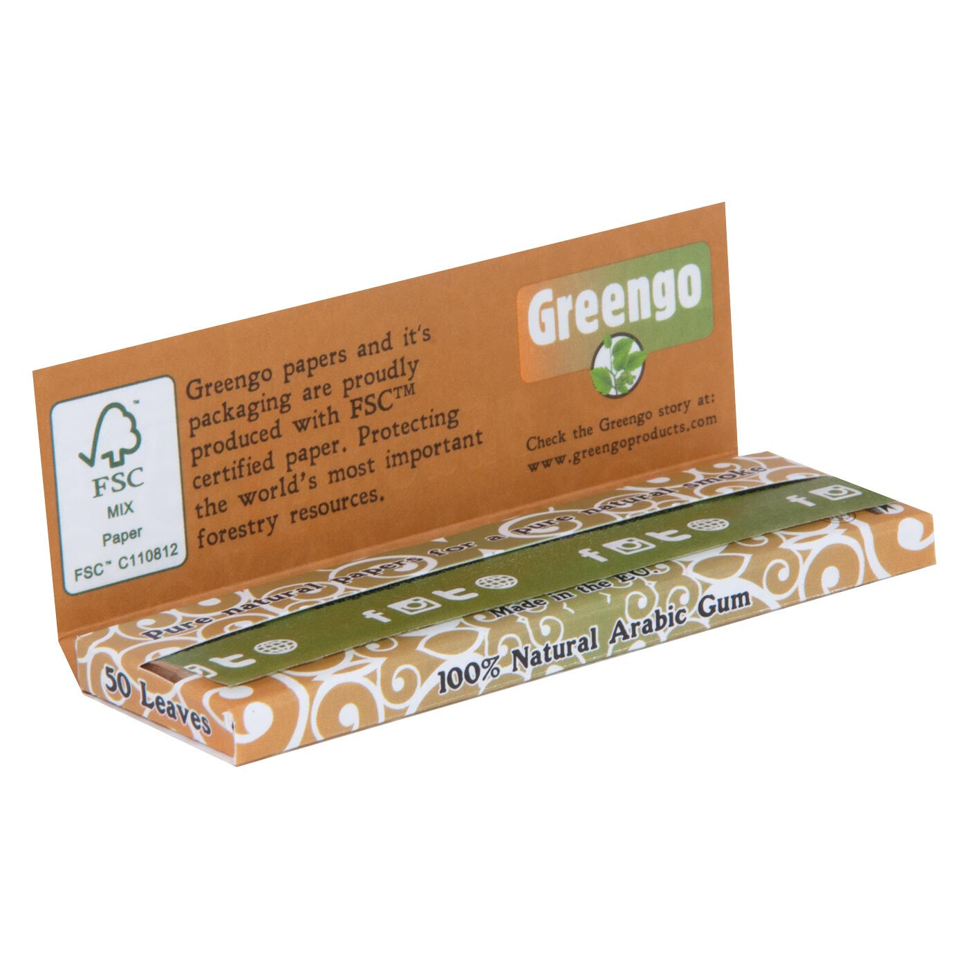 Greengo Unbleached 1 1/4 Papers 1 Pc Open