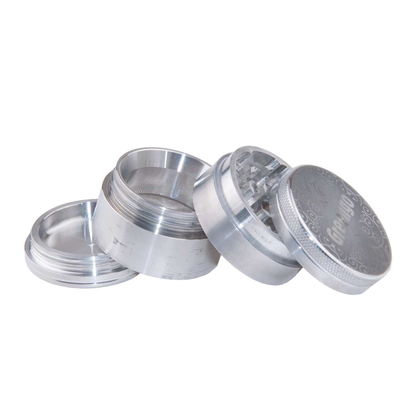 Greengo Grinder 4 Parts 50 Mm Silver open