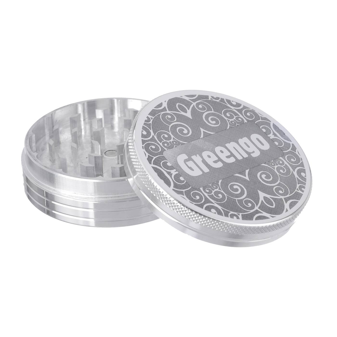 Greengo Grinder 2 Parts 63 Mm Silver open