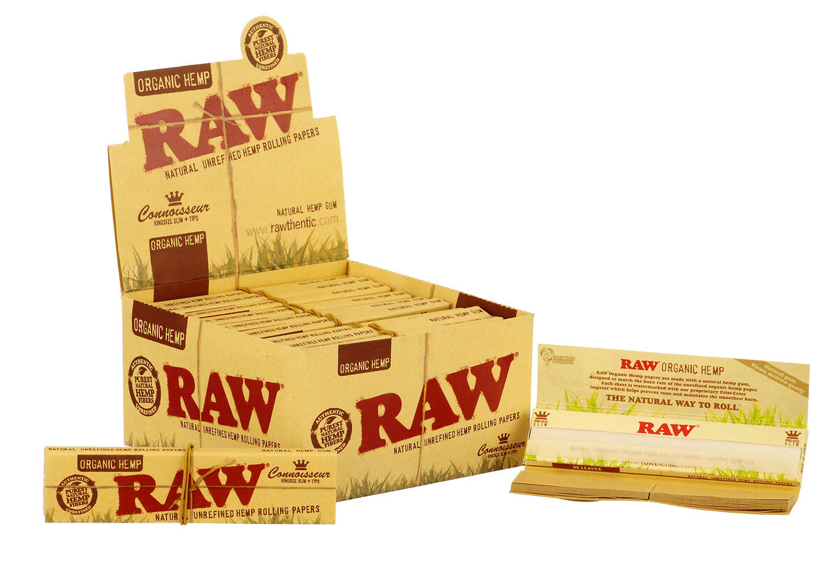 Display Raw Organic Connoisseur King Size Slim 2 In 1 Box 24