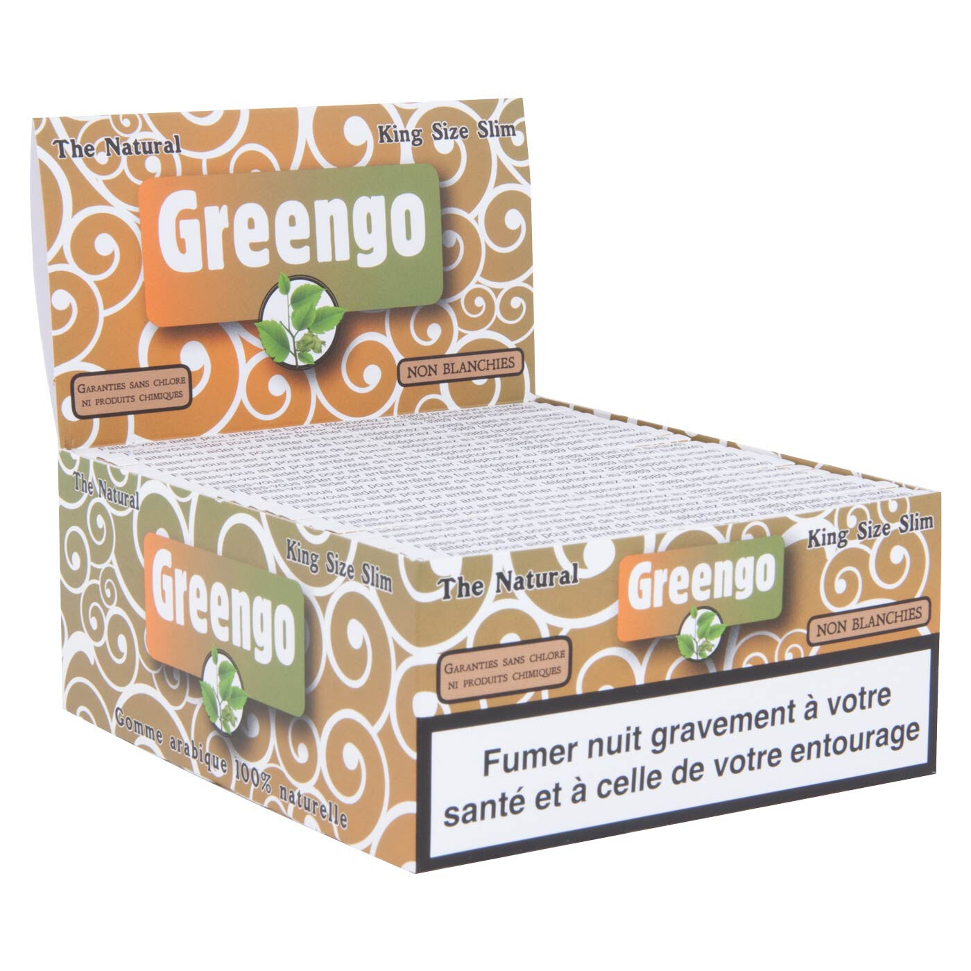 French Display Greengo Unbleached King Size Slim 50 Pcs