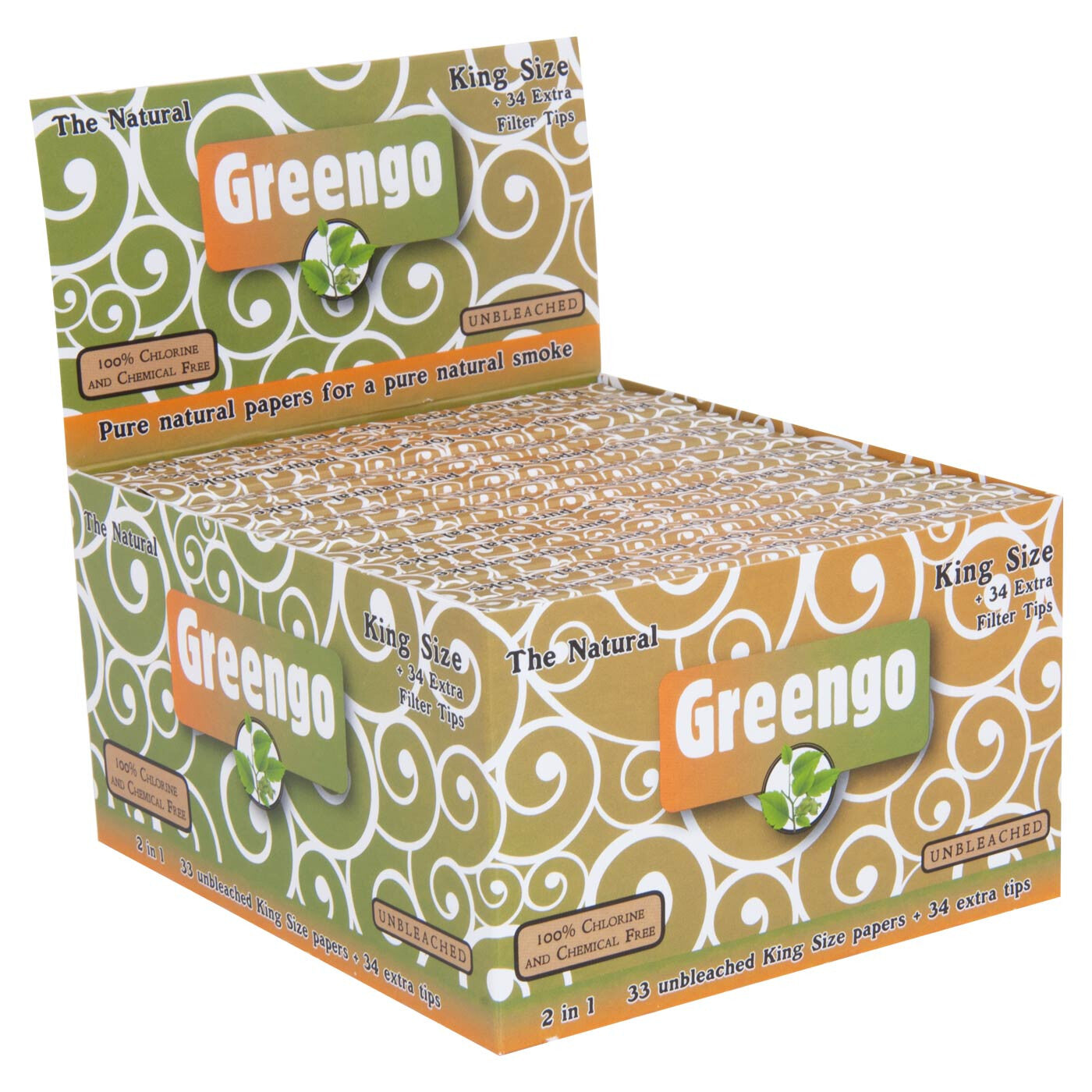 Display Greengo Unbleached King Size Regular 2 In 1 24 Pcs