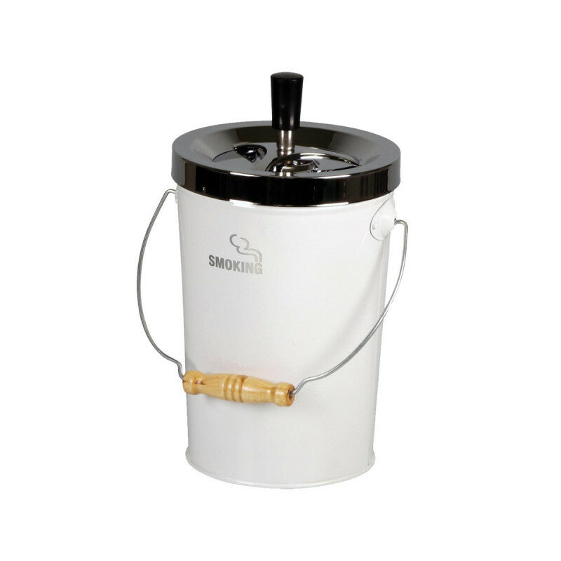 Bucket rotating ashtray Chrome/White 14 Cm