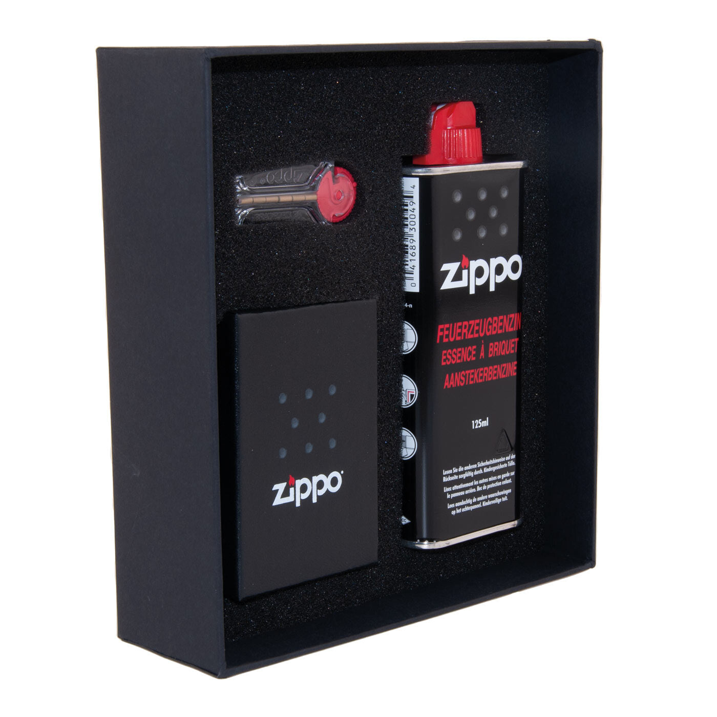 Zippo Gift Set Chrome Brushed Fluid And Flint